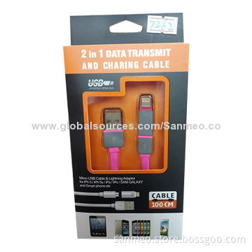 2-in-1 Data Transmit and Charging Cables for Samsung/iPhone and Mmore Various Designs AvailableNew